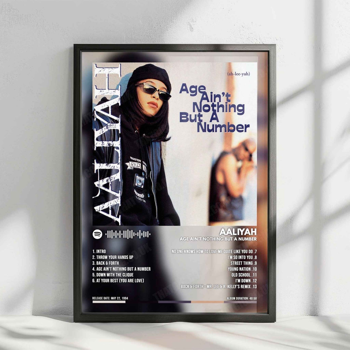 Aaliyah "Age Ain't Nothing but a Number" Album Cover Poster - with Complete Tracklist