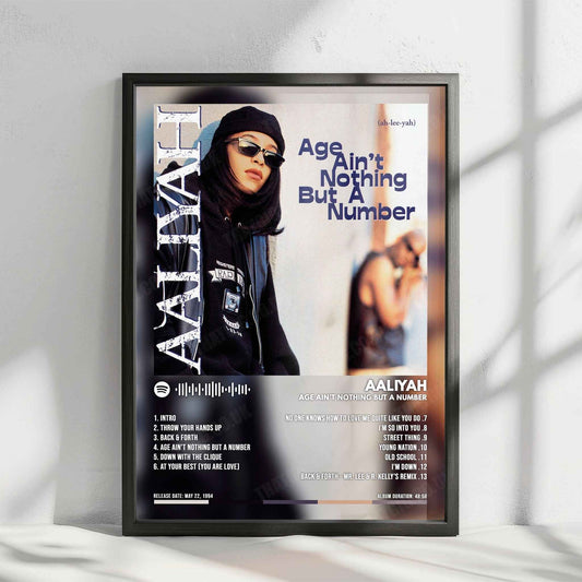 Aaliyah "Age Ain't Nothing but a Number" Album Cover Poster - with Complete Tracklist