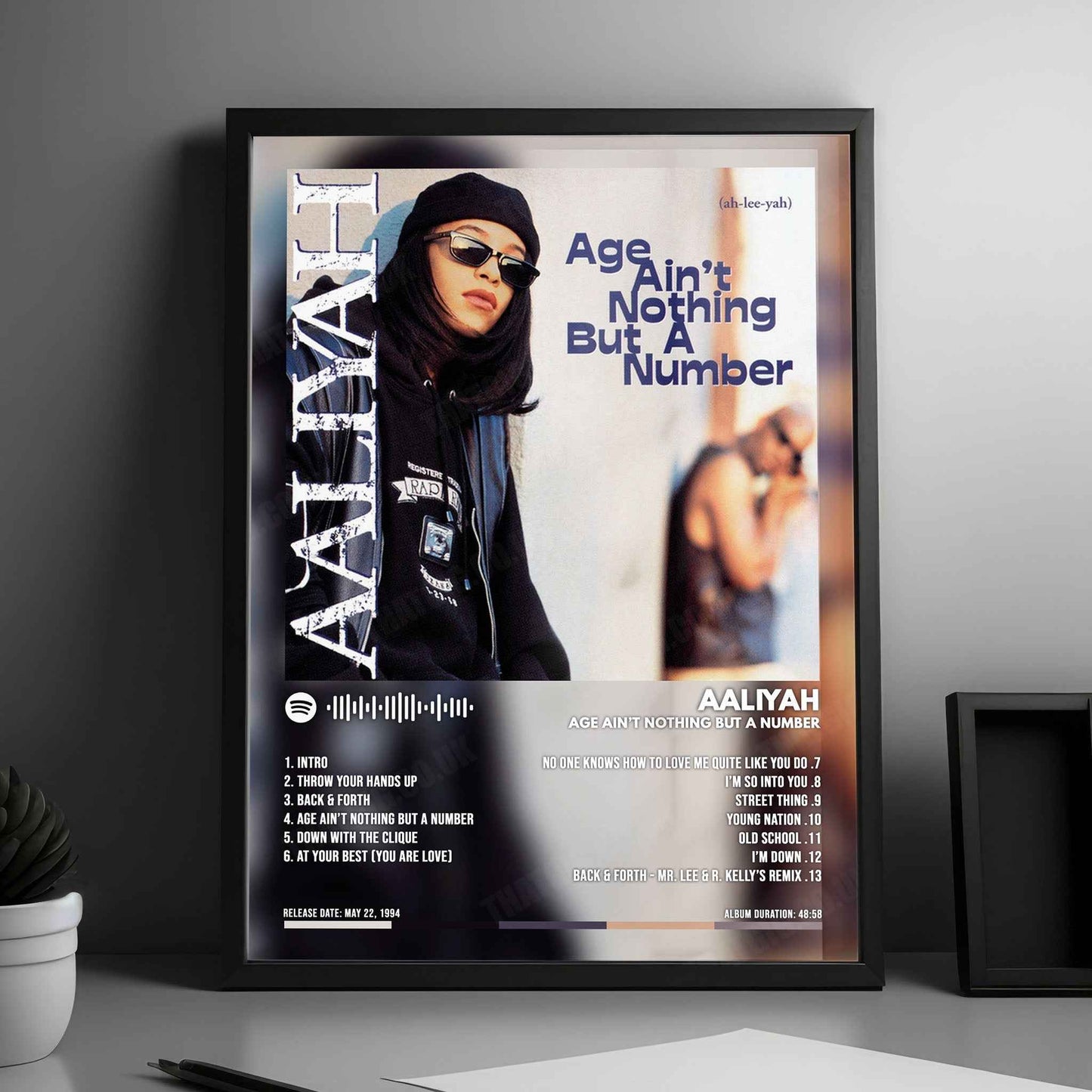 Aaliyah "Age Ain't Nothing but a Number" Album Cover Poster - with Complete Tracklist