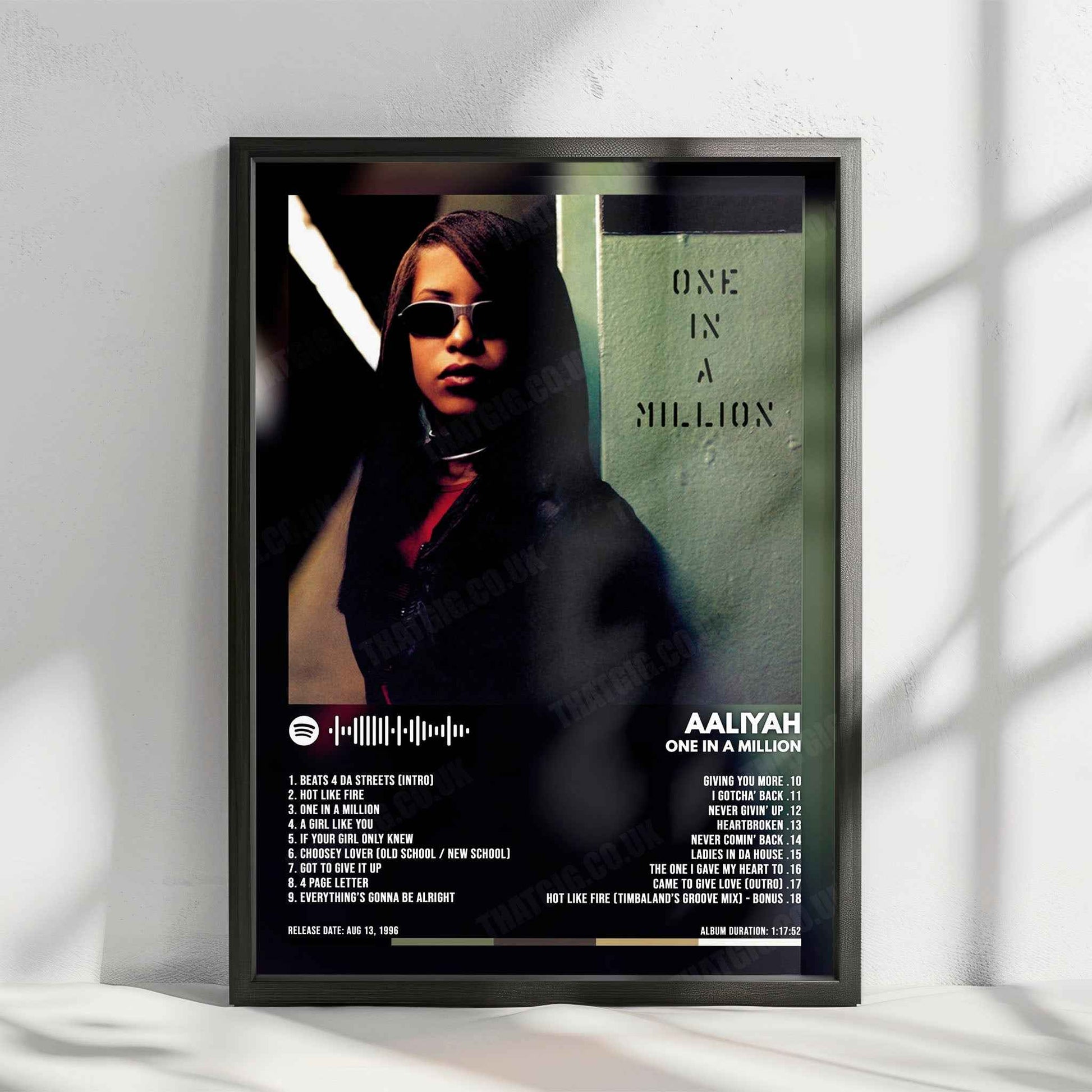 Aaliyah "One in a Million" Album Cover Poster - with Complete Tracklist
