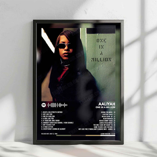 Aaliyah "One in a Million" Album Cover Poster - with Complete Tracklist
