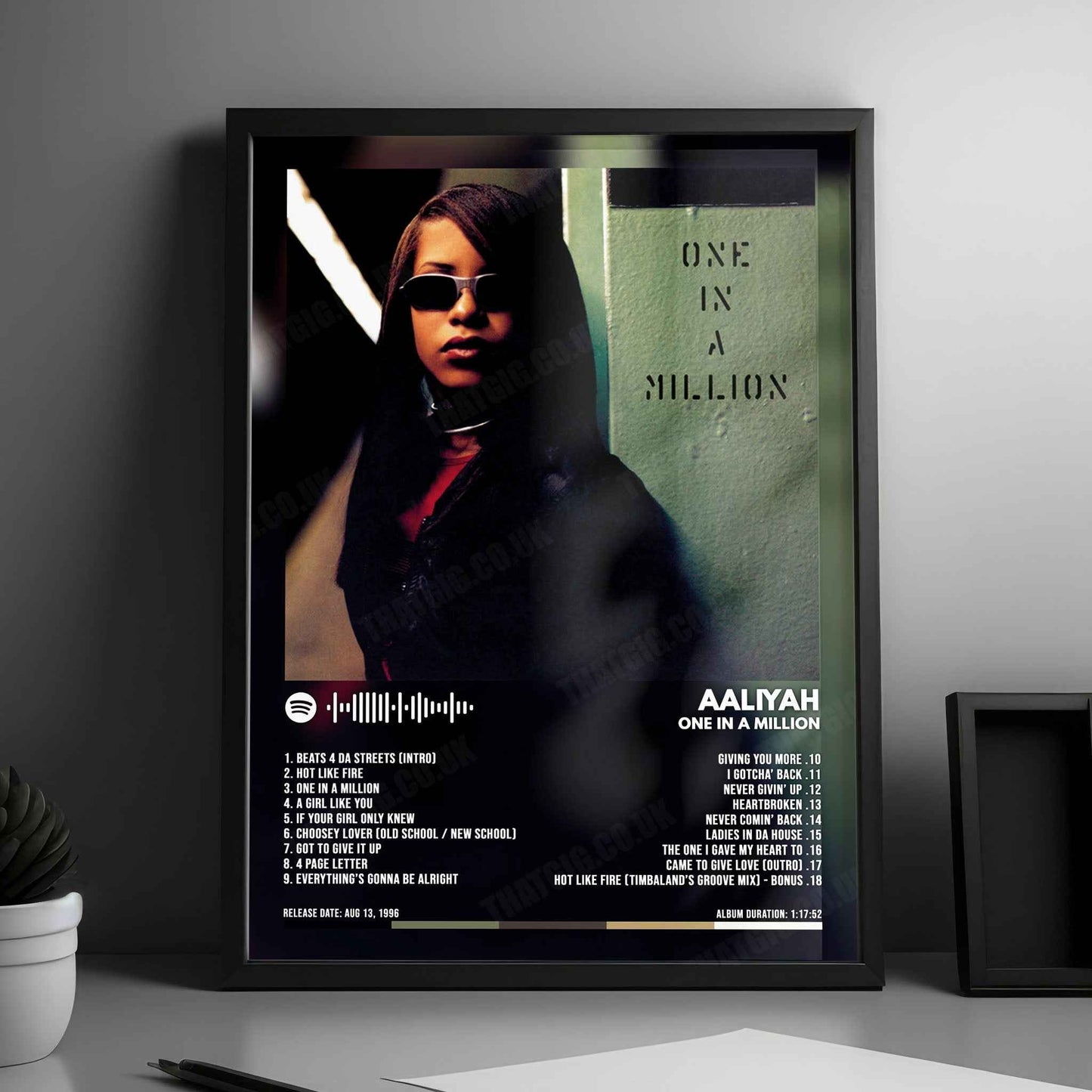 Aaliyah "One in a Million" Album Cover Poster - with Complete Tracklist