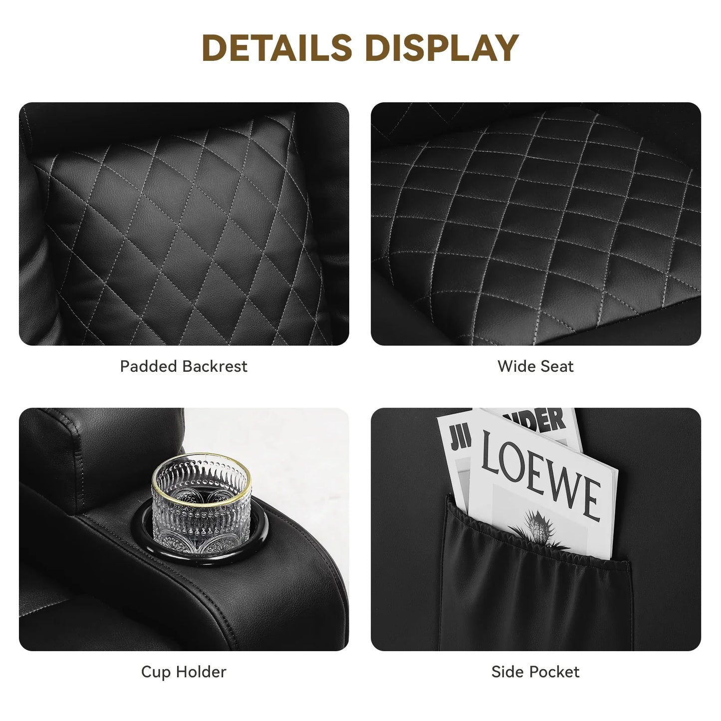 COMHOMA Recliner Armchair Rocker Reclining Chair with Massage & Heat Padded Seat Extended Footrest Oversized Swivel Lounge Sofa