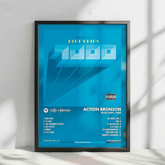 Action Bronson "Blue Chips 7000" Album Cover Poster - with Complete Tracklist