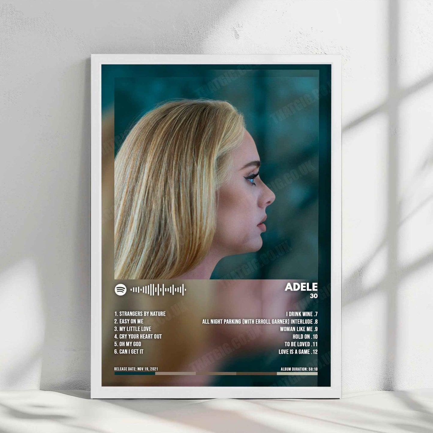 Adele - "30" Album Cover Poster - with Complete Tracklist