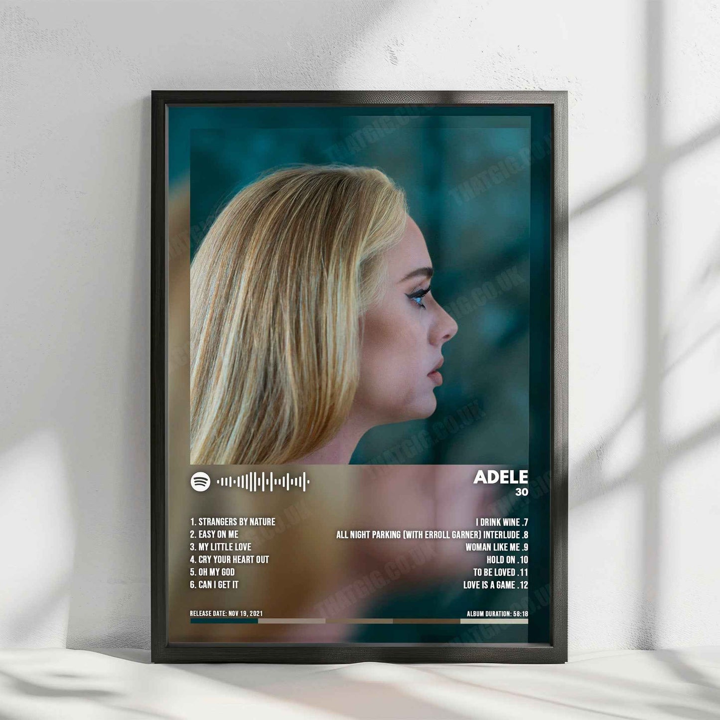 Adele - "30" Album Cover Poster - with Complete Tracklist