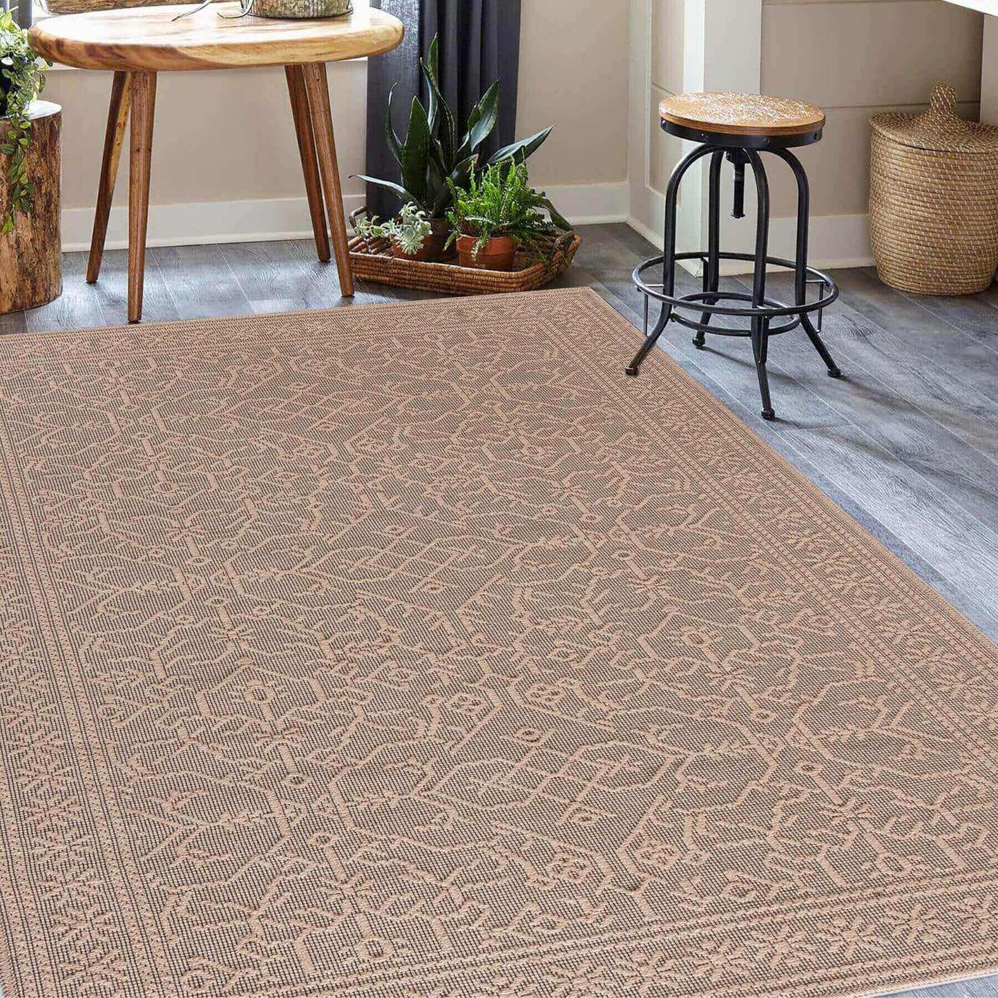 Beige Jute Looking Washable Rugs