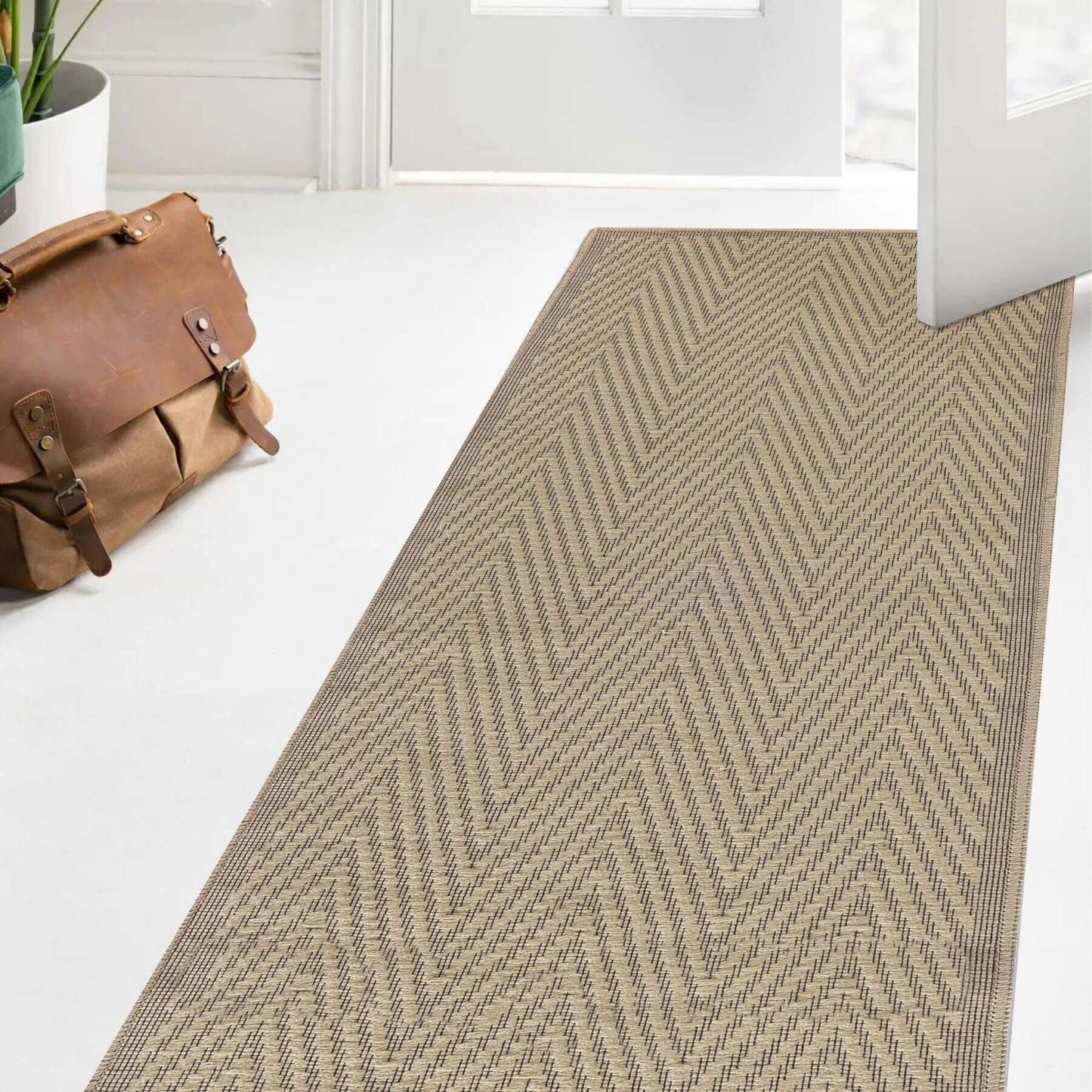 Beige Jute Looking Washable Rugs