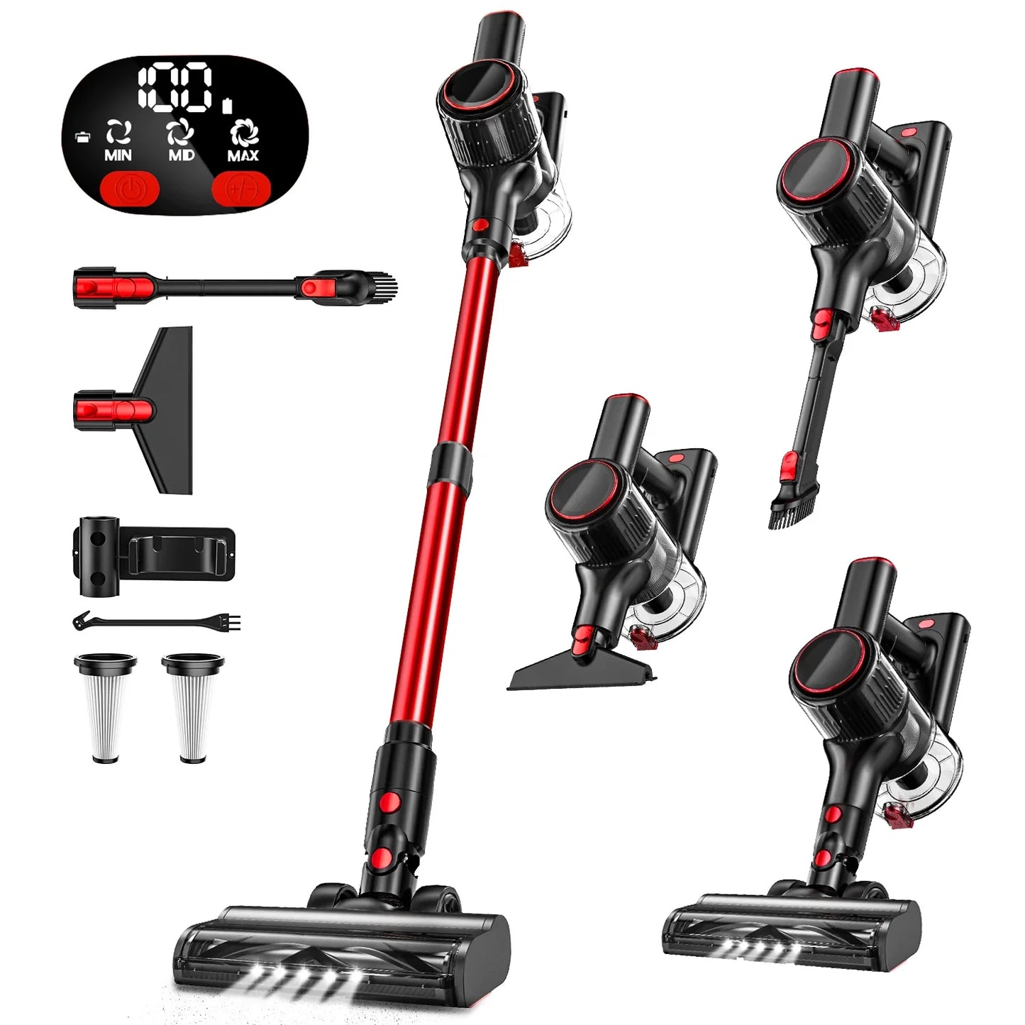 30Kpa 350W Handheld Cordless Vacuum Cleaner 8 IN 1 Powerful Suction Stick Vacuum 1.5L Dust Cup for Pet Hair/Carpet/Hard Floor