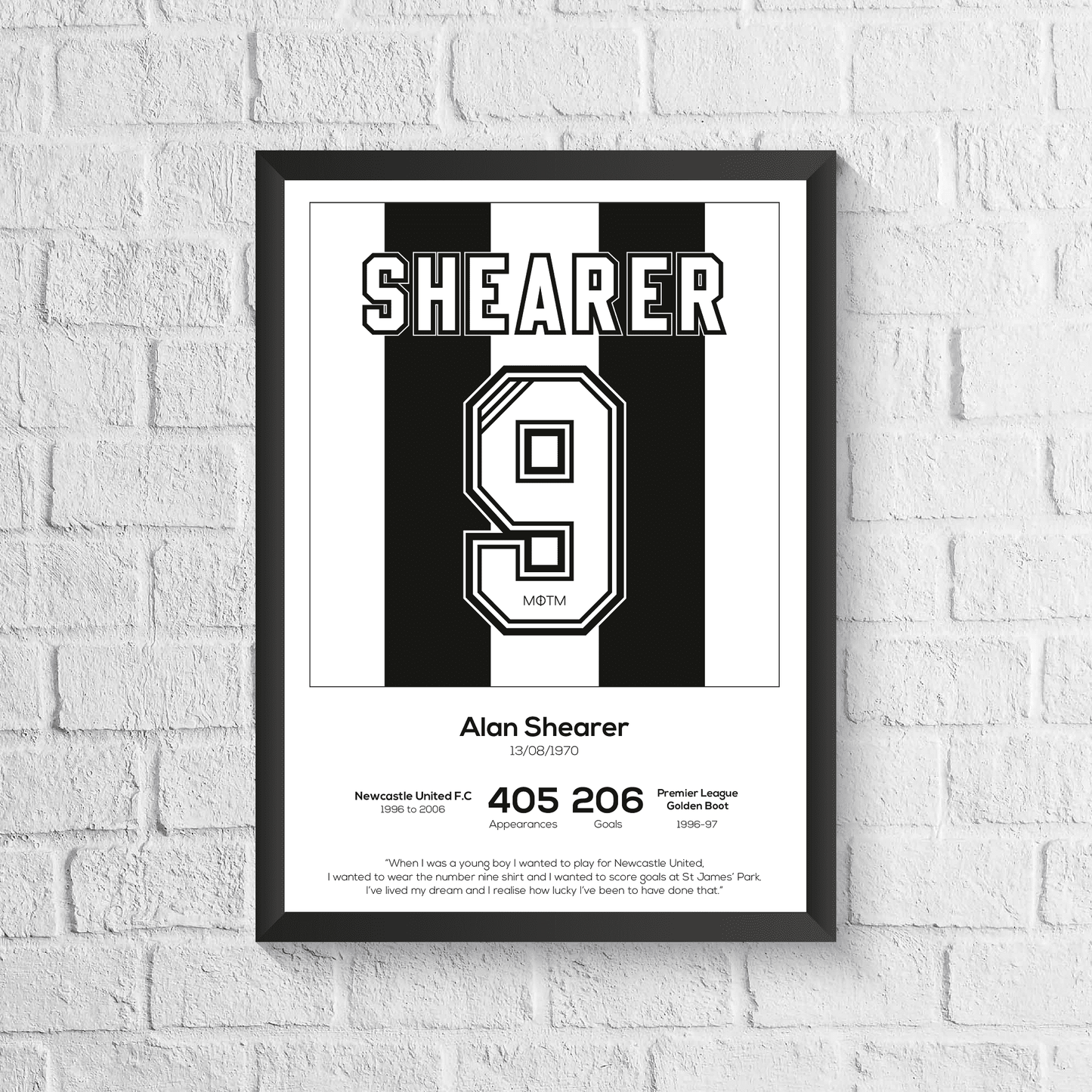 Alan Shearer Legend Stats Print