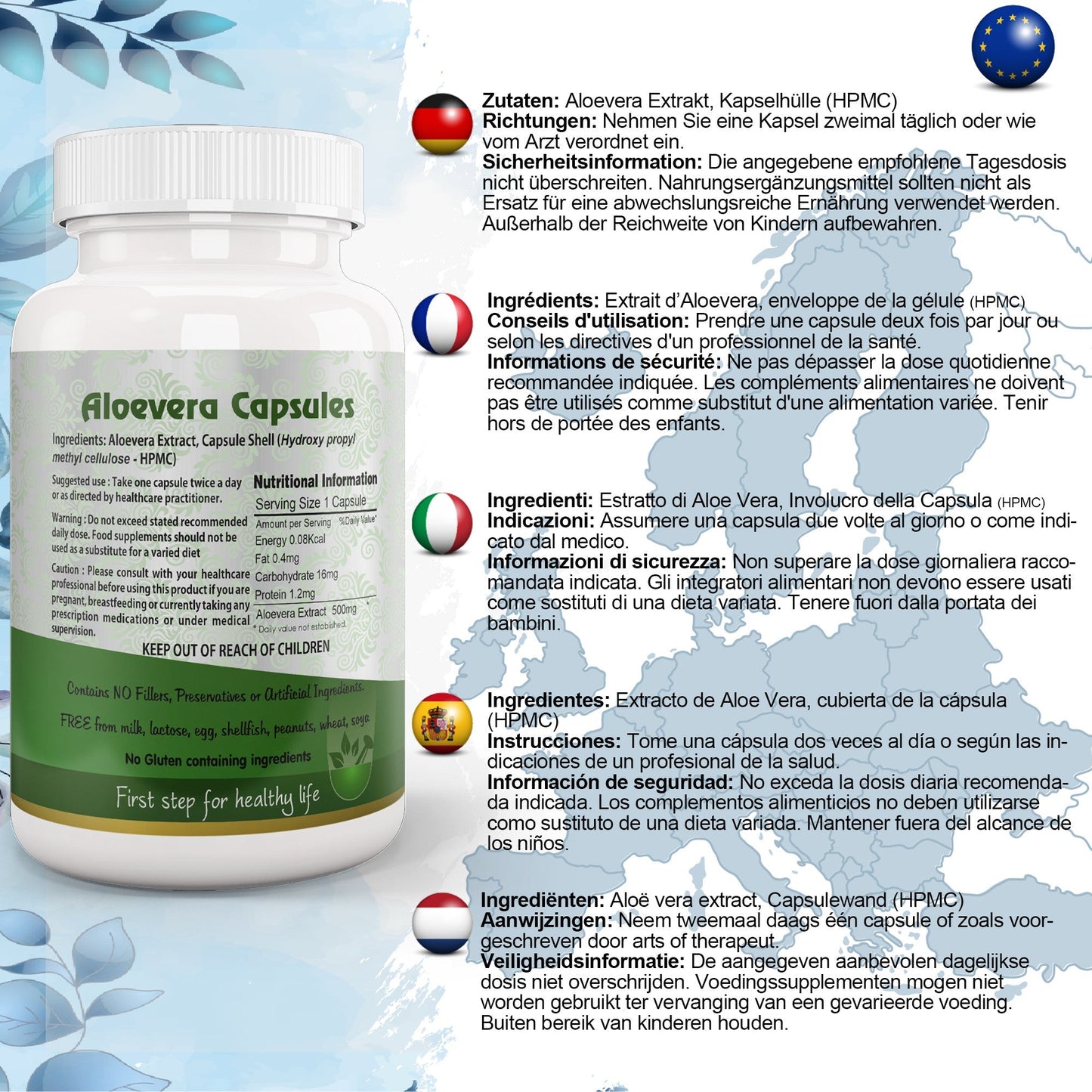 Aushadh Aloe vera Capsules (Ghritkumari, Kumari) Digestive Comfort & Skin Support - Vegan, Gluten Free, Non-GMO, 60 Capsules