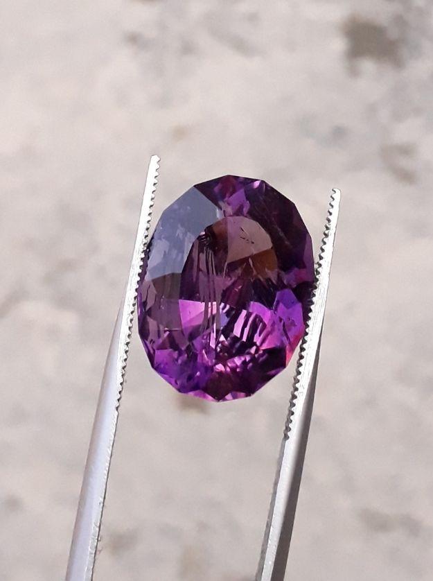 13.6ct Amethyst Fancy Cut from Brazil - Natural Amethyst Crystal - 16x12x10mm