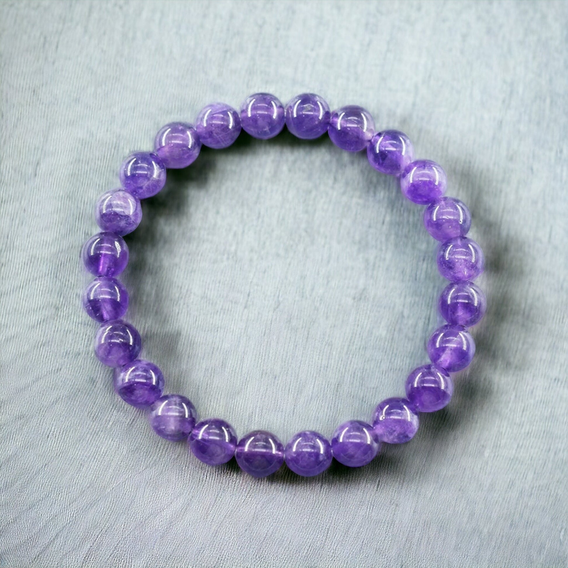 8mm Natural Amethyst Gemstone Strech Bracelet