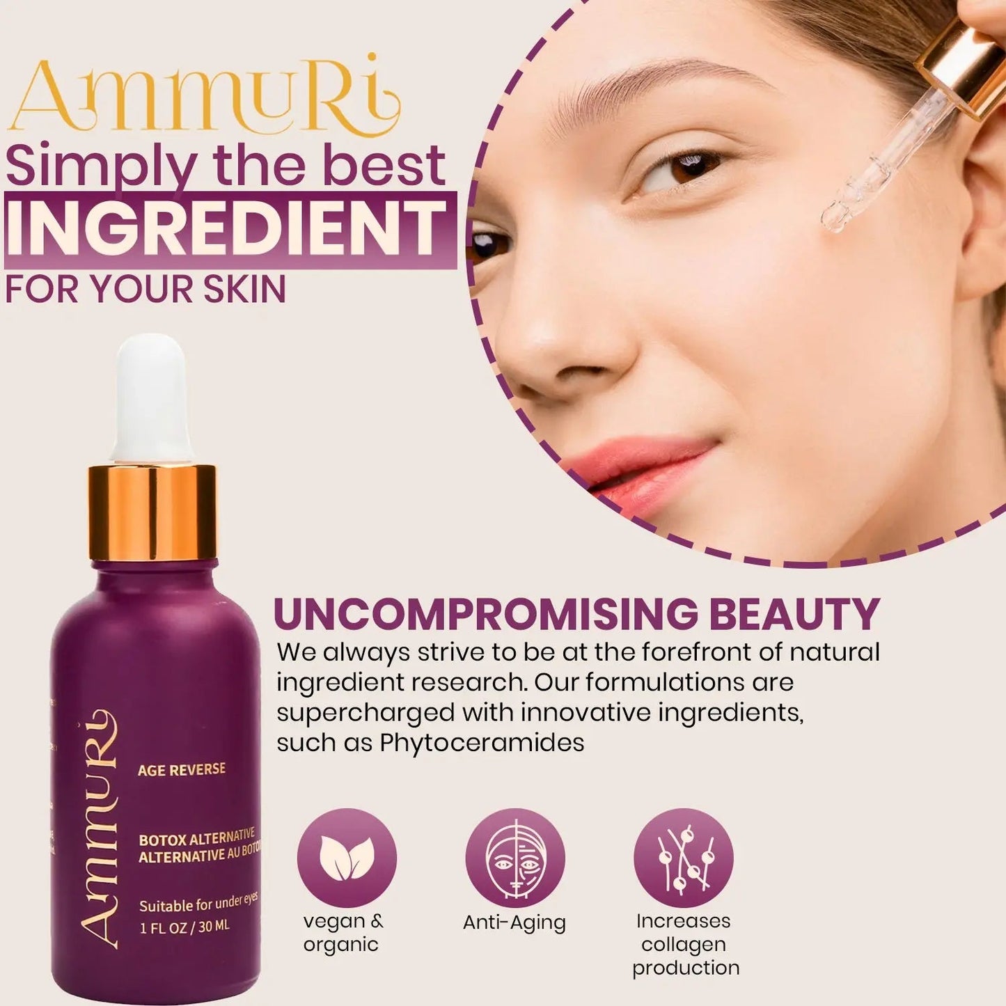 Ammuri Age Reverse Peptide Serum – Argireline & Anti-Ageing Treatment | 30ml