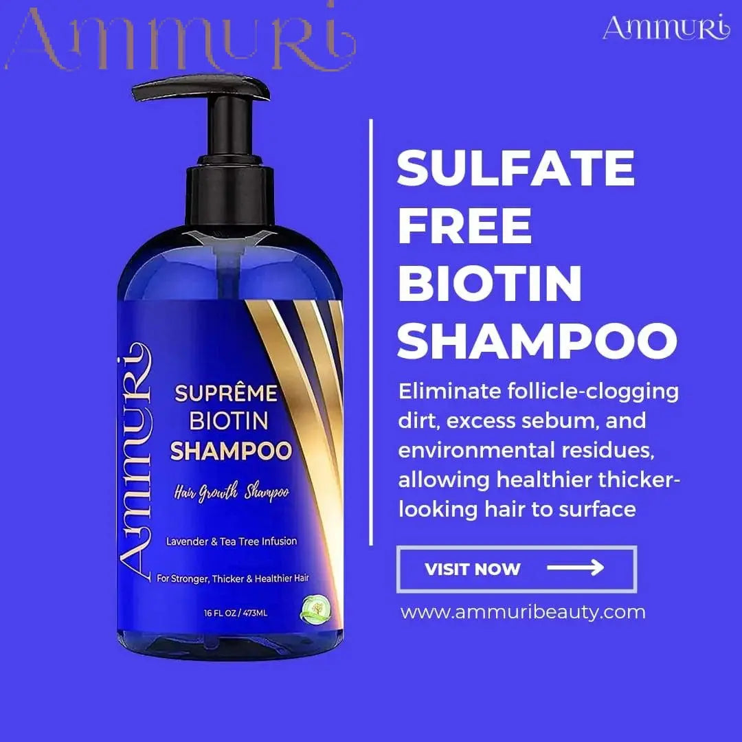 Ammuri Biotin Shampoo – DHT Blocker for Thicker, Fuller-Looking Hair | 473ml