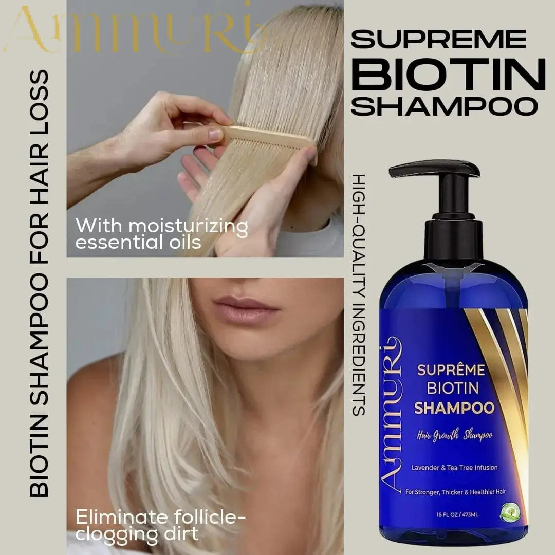Ammuri Biotin Shampoo – DHT Blocker for Thicker, Fuller-Looking Hair | 473ml