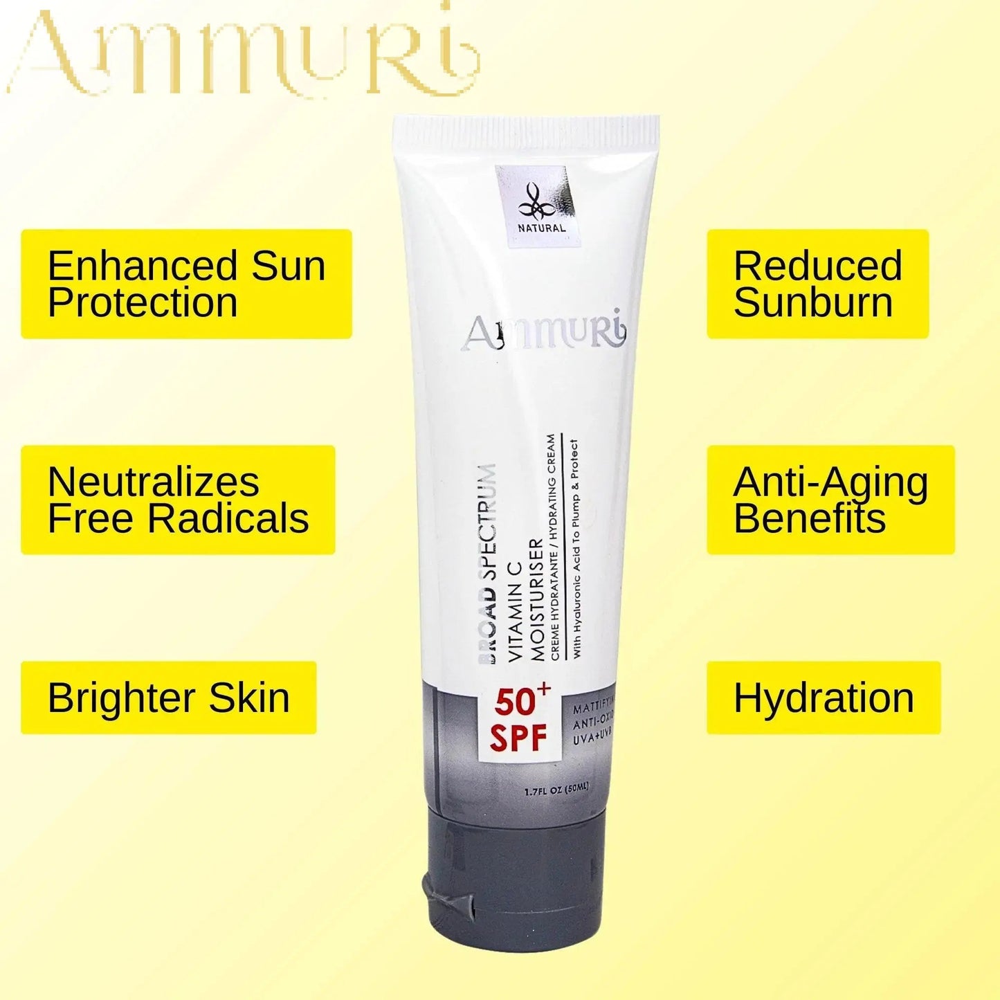 Vitamin C Day Cream SPF 50 for Brightening & UV Protection | Ammuri