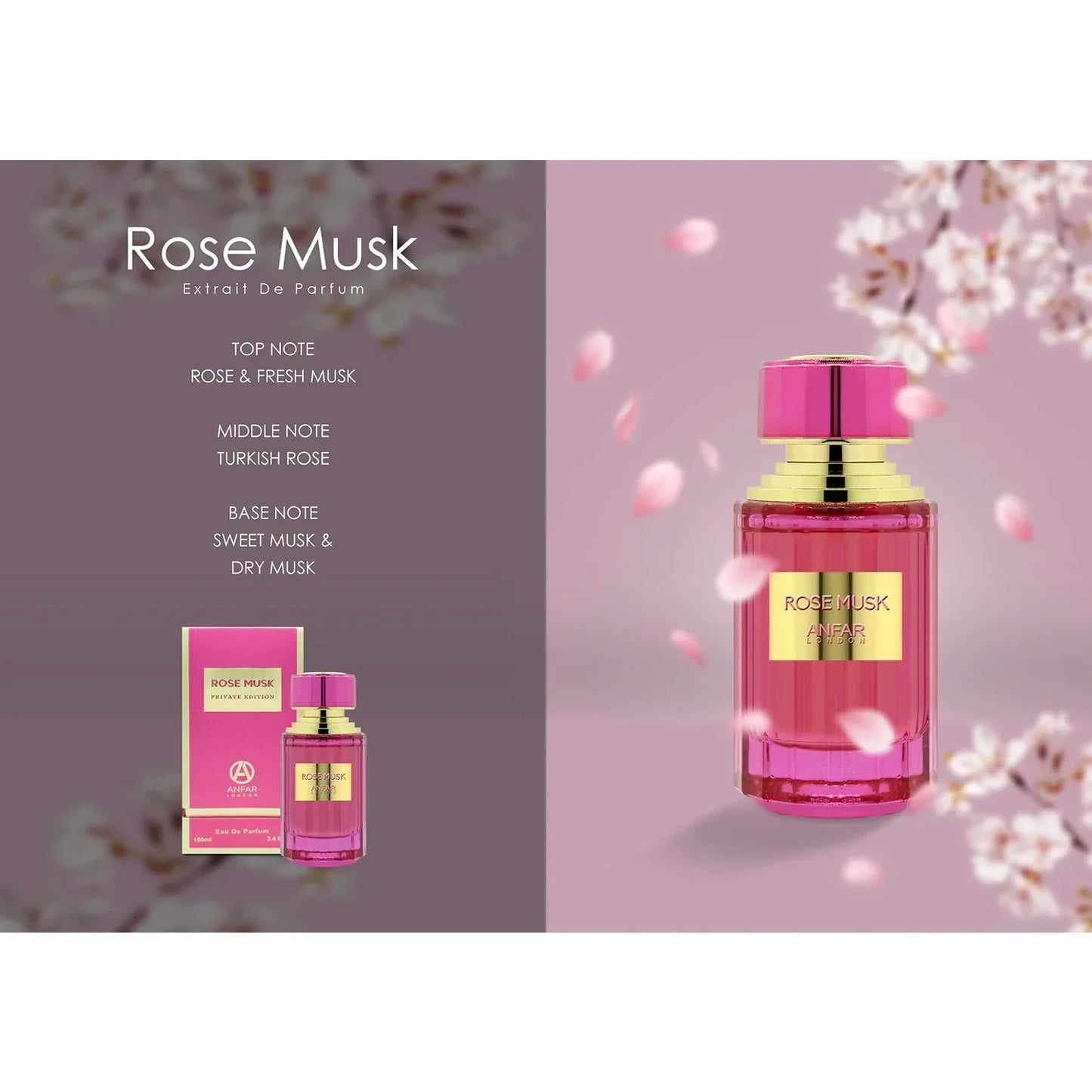 Anfar London Rose Musk 100ml (3.4 Oz) EDP Private Edition