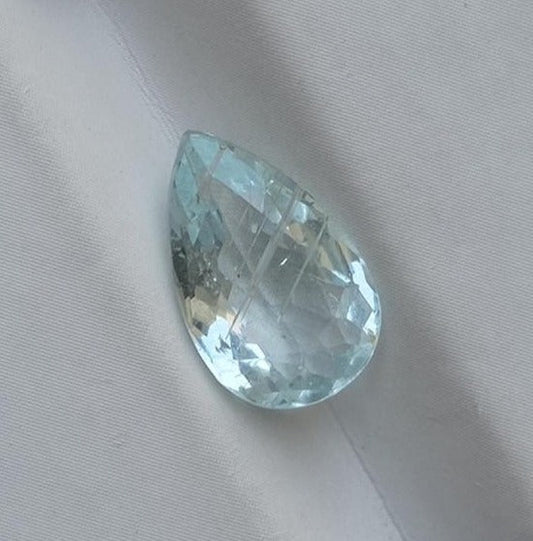 2.5ct Natural Pear-Shaped Aquamarine Gemstone - March Birthstone - 12.8x8x4.2mm