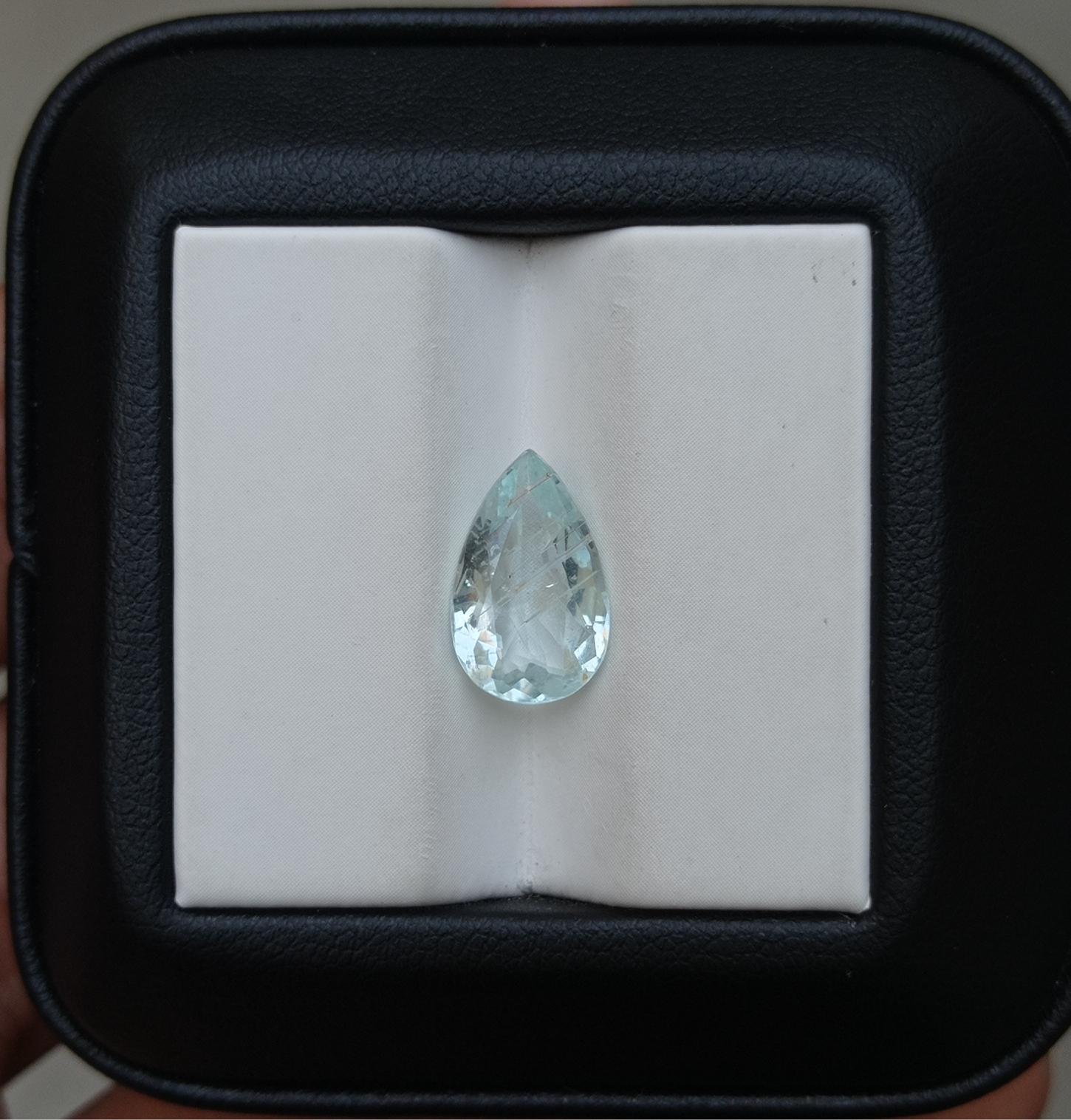 2.5ct Natural Pear-Shaped Aquamarine Gemstone - March Birthstone - 12.8x8x4.2mm