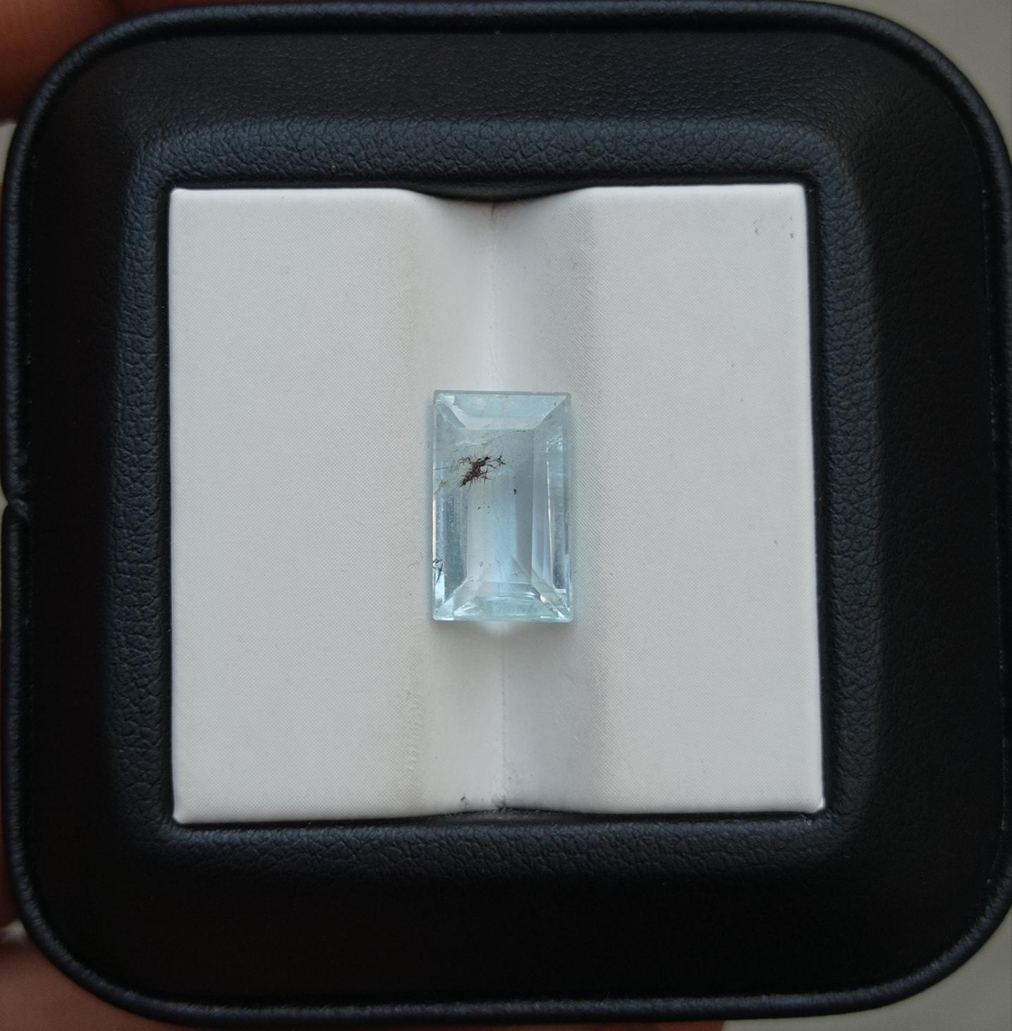 4.25ct Natural Aquamarine Crystal Emerald Cut  - 12.4x7.5x5.3mm