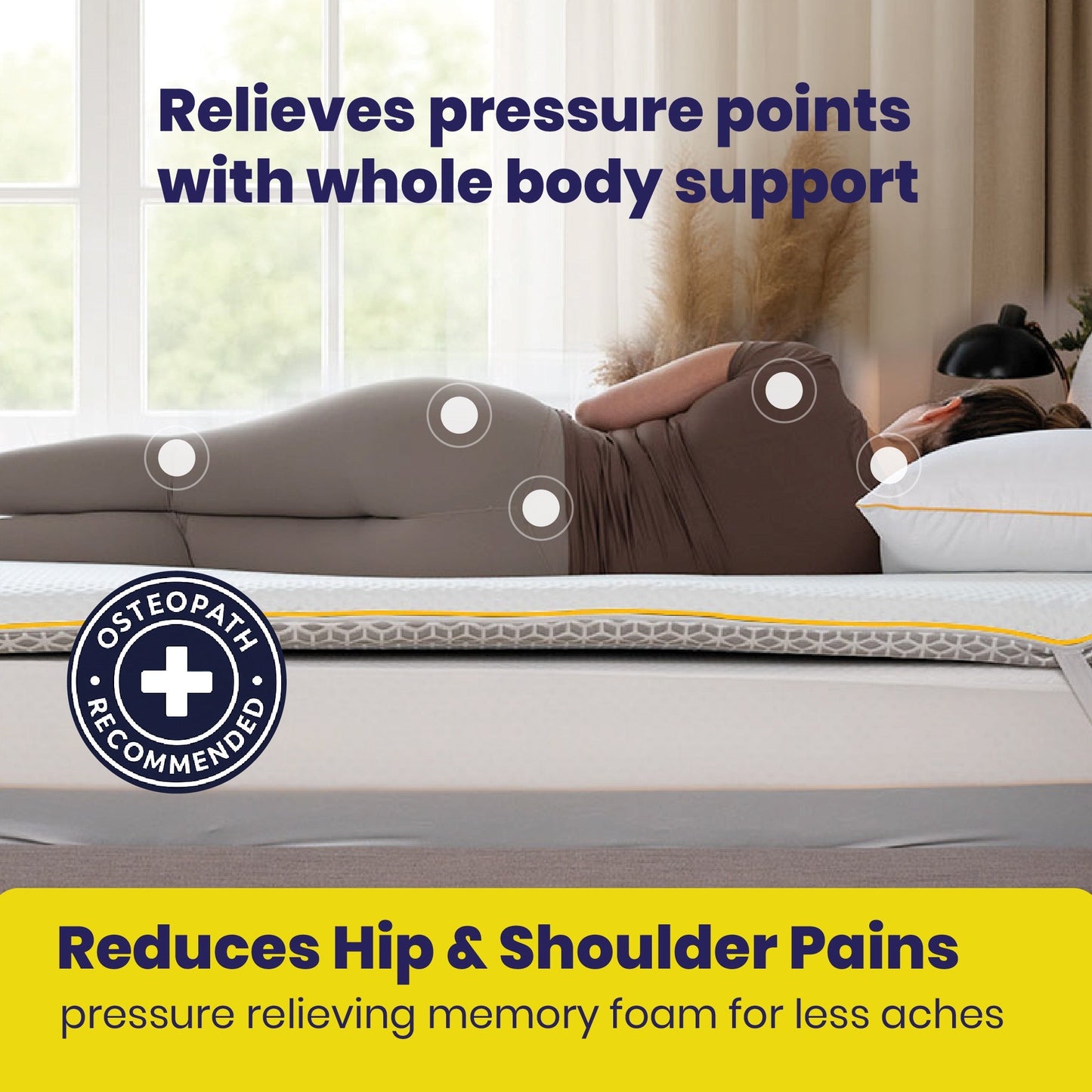 Brightr® Aurora Deluxe 2 in 1 Best Memory Foam mattress topper - Medium Firm
