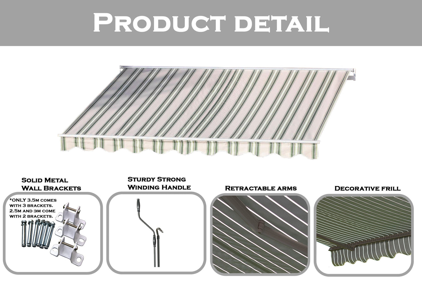 Greenhurst Easy Fit Ascot Patio Awning | 2.5m, 3m & 3.5m