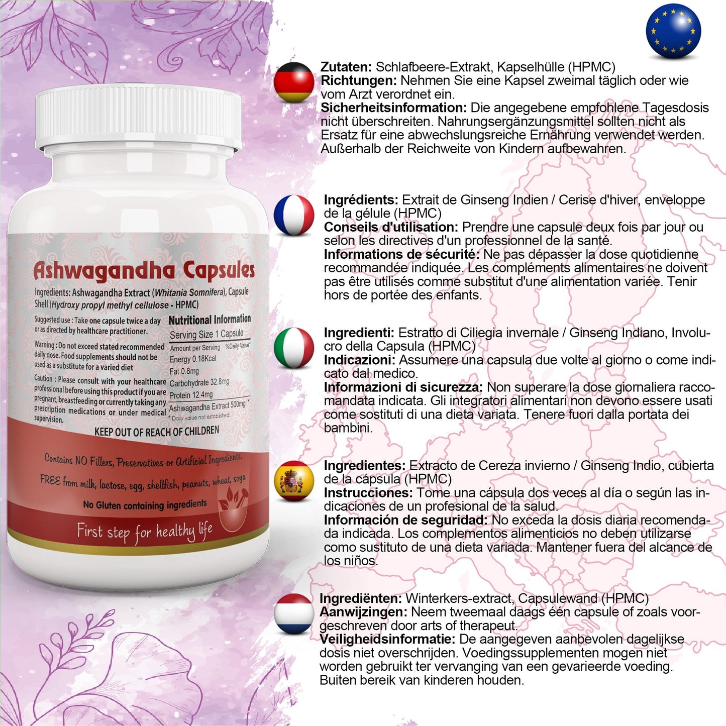 Aushadh Ashwagandha with Turmeric & Piperine Capsules (Indian Ginseng) Stress Balance & Joint Comfort Support - Vegan, Gluten Free, Non-GMO, 60 Capsules