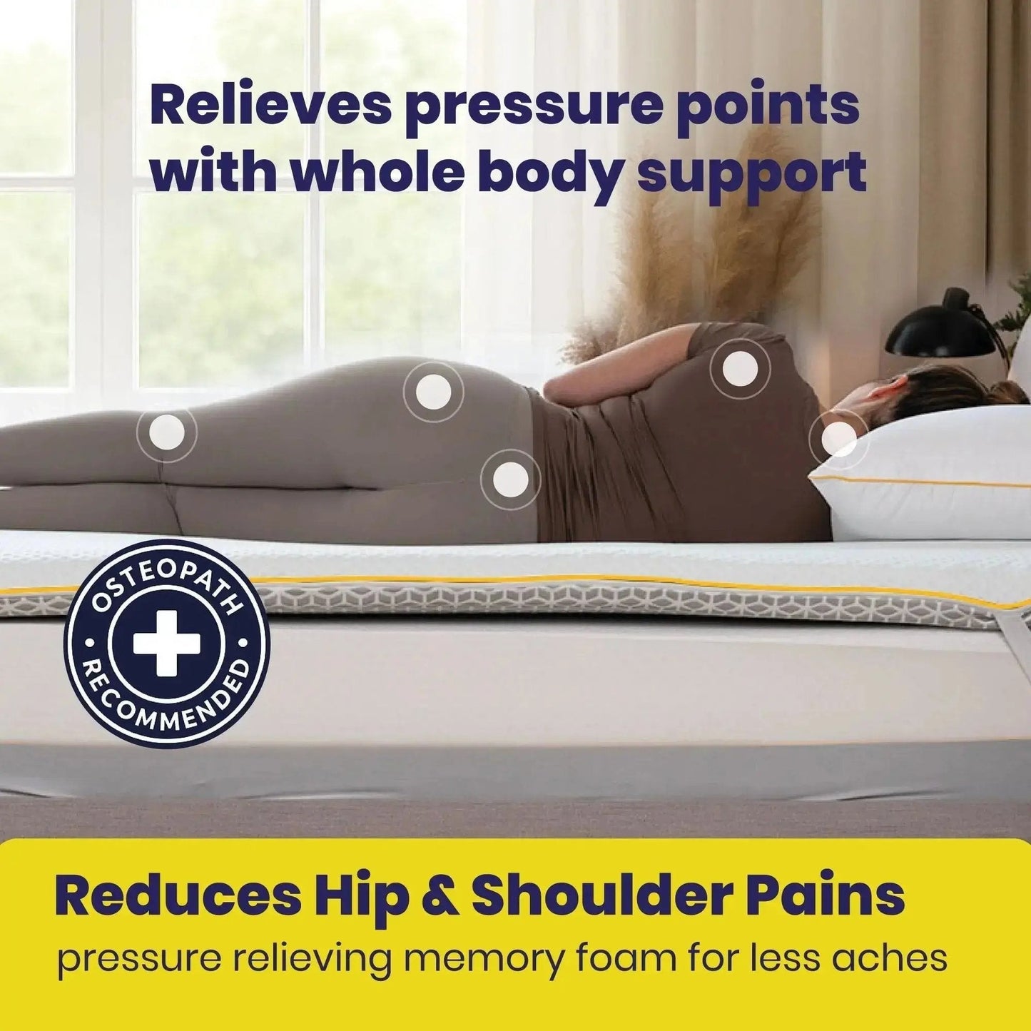 Brightr® Aurora 2 in 1 Best Memory Foam Mattress Topper Soft/Medium Firm