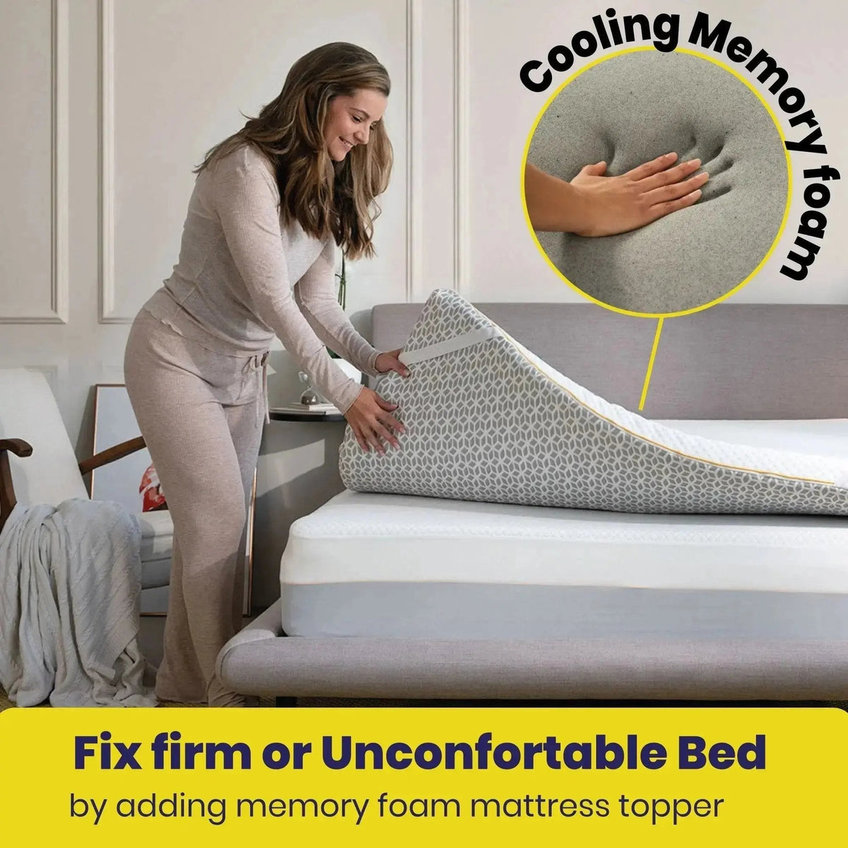 Brightr® Aurora Best Memory foam Mattress Topper for Back Pain, 5cm