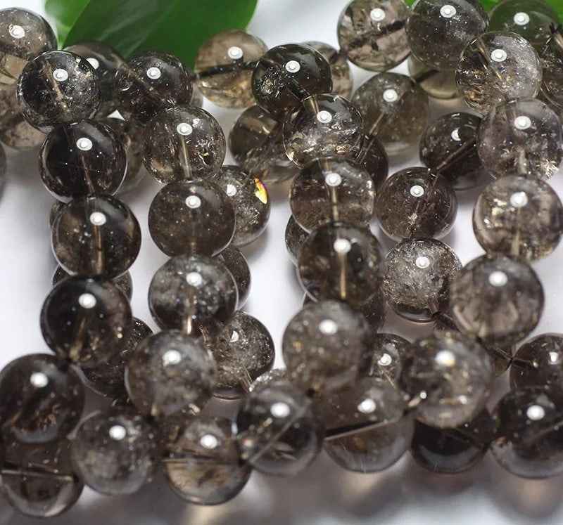 Natural Genuine Black Gold Azeztulite Quartz High Frequency Quartz Gemstone Bracelet, Sizes 9.5-10.5mm