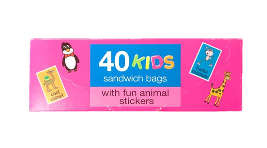 Adorable Kids Lunch Sandwich Food Bags with Fun Animal Stickers