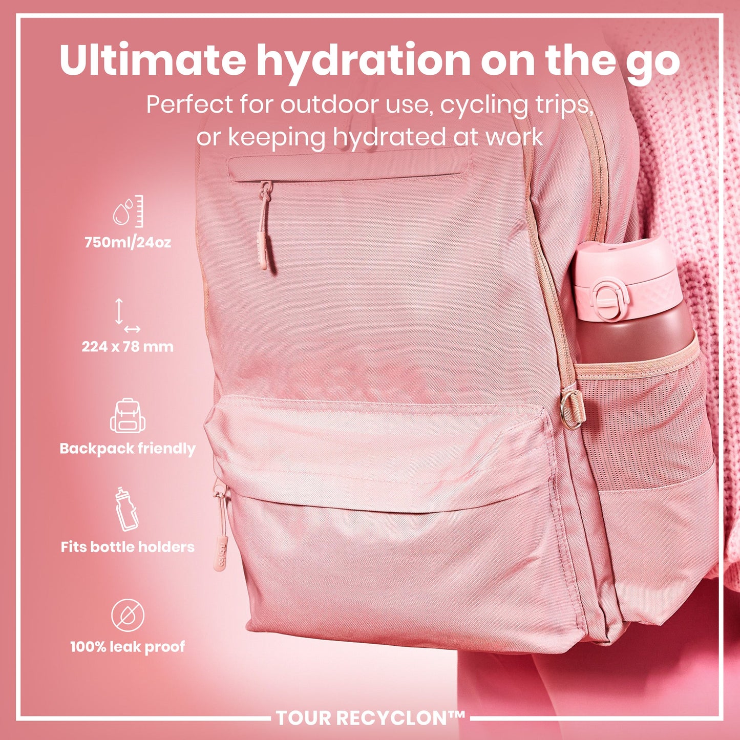 Bottle, Recyclon, Rose Quartz, 750ml