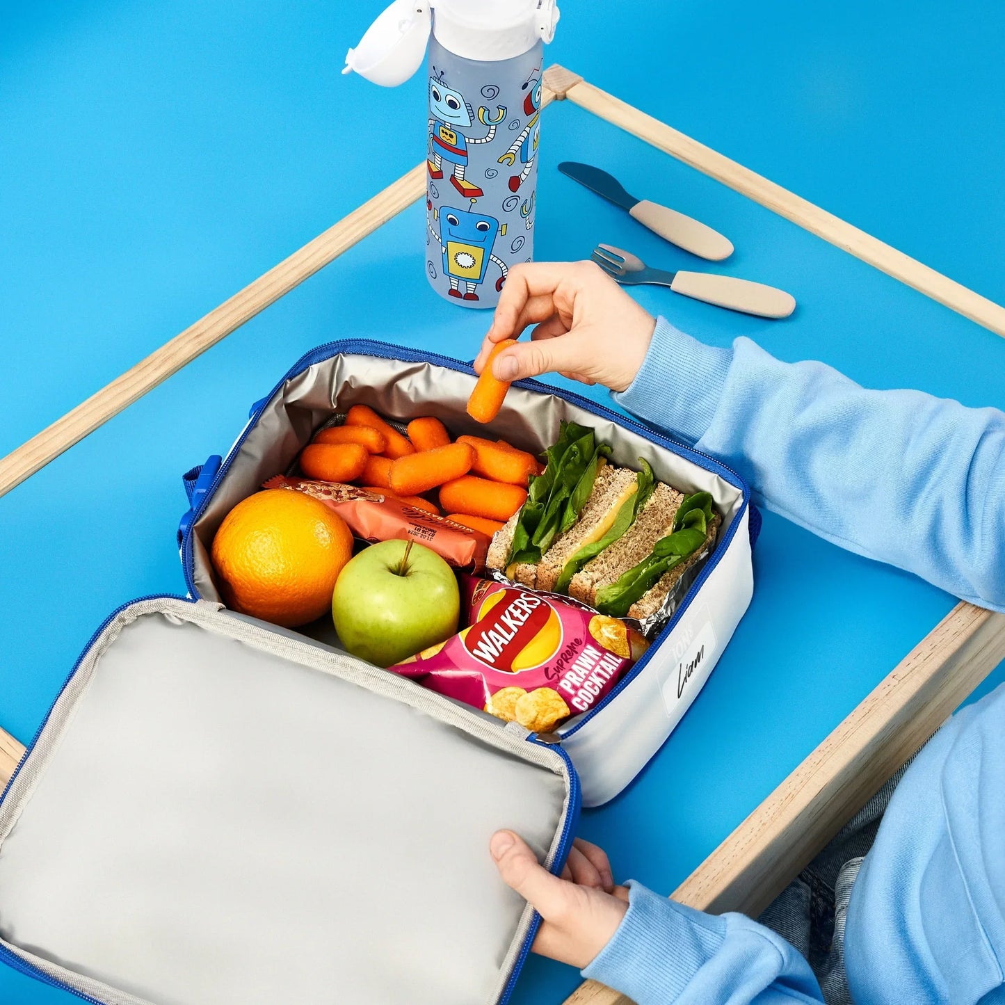 Kids Lunch Bag, Insulated, Robots, Medium