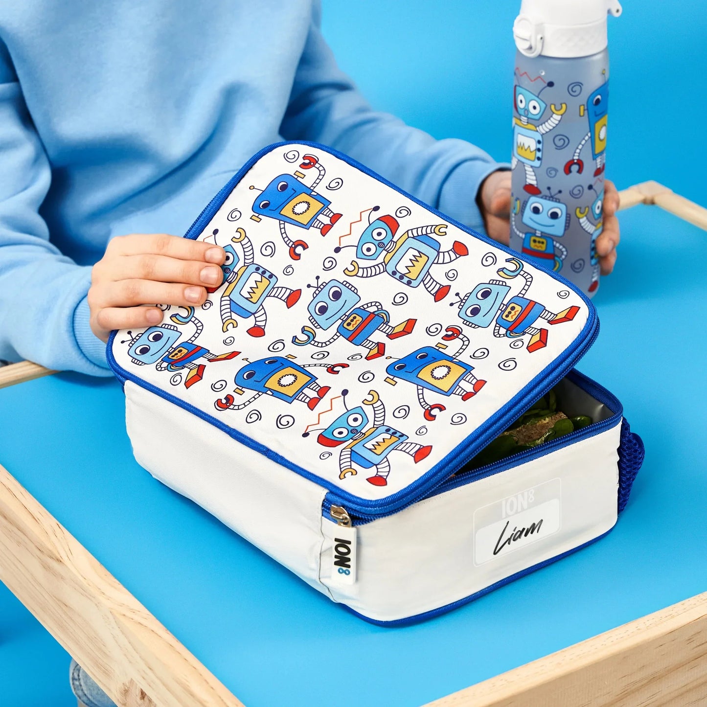 Kids Lunch Bag, Insulated, Robots, Medium