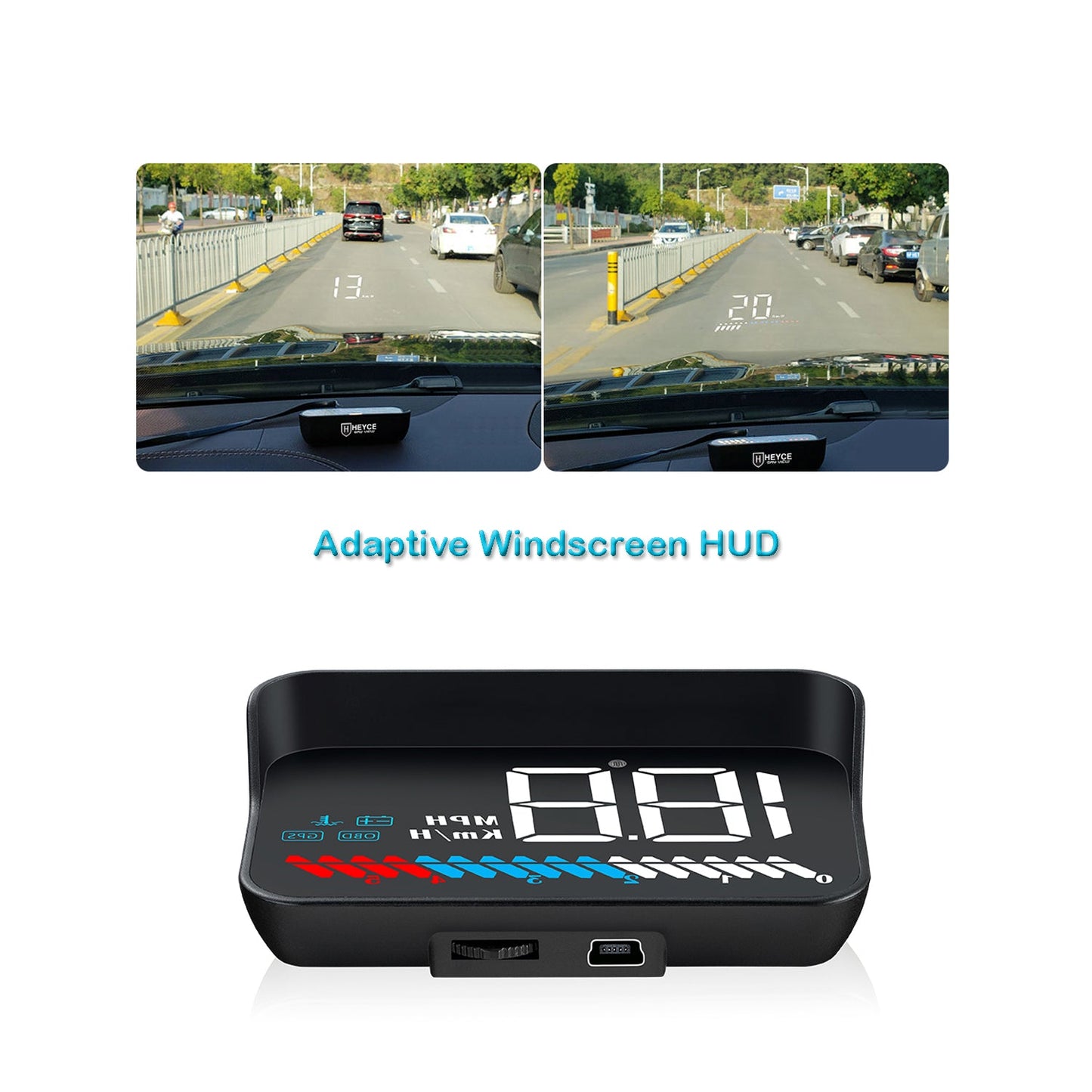 SkyView Head Up Windscreen Display Car with OBD2 & GPS, 3.5"/8.9cm, HUD Speedometer, Tachometer