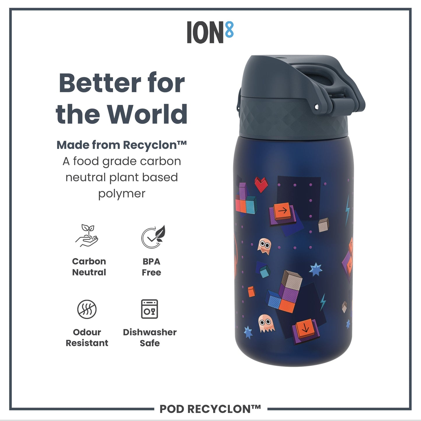 Leak Proof Kids Water Bottle, Recyclon, Gamer, 350ml (12oz)