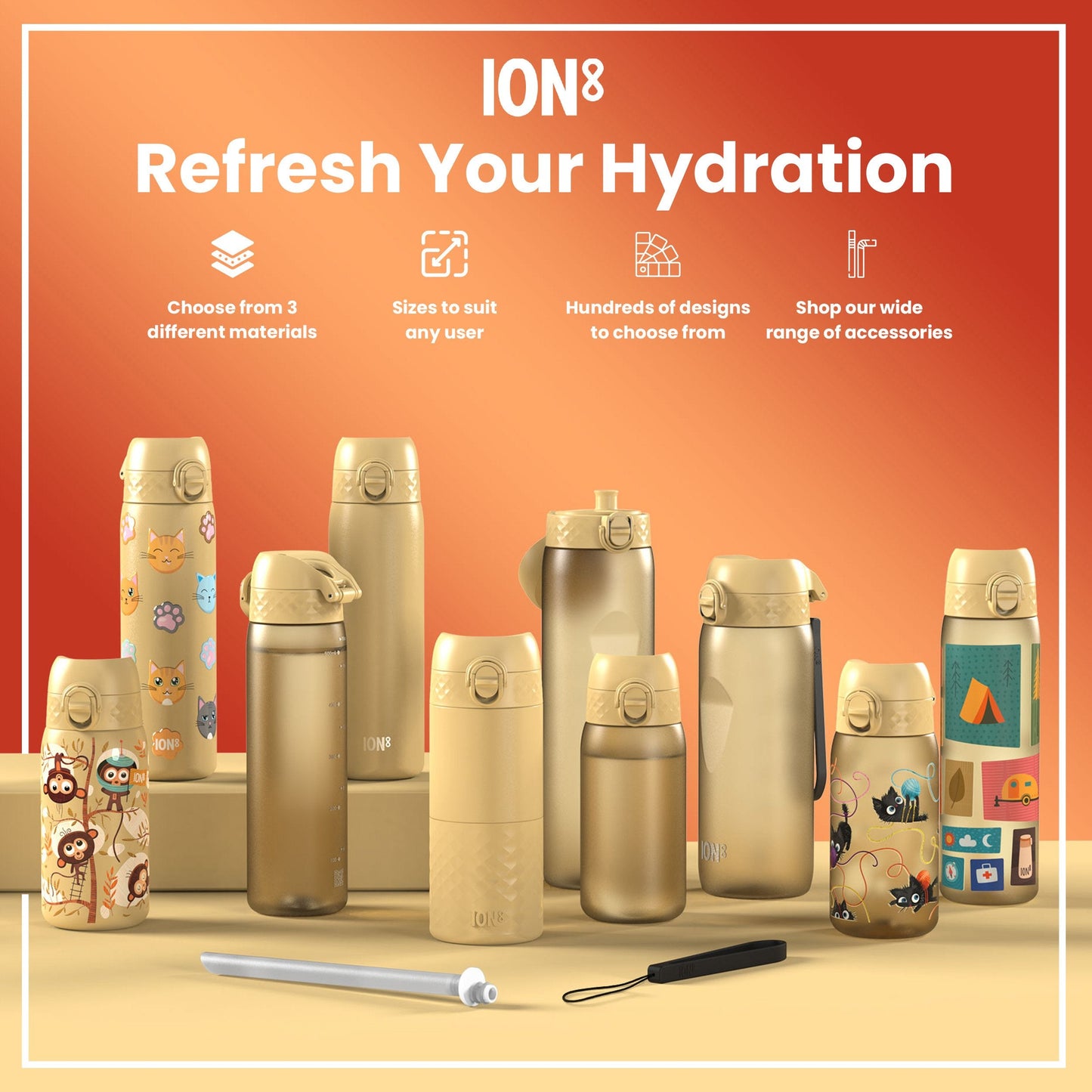 Leak Proof 1 litre Water Bottle, Recyclon, Desert, 1L