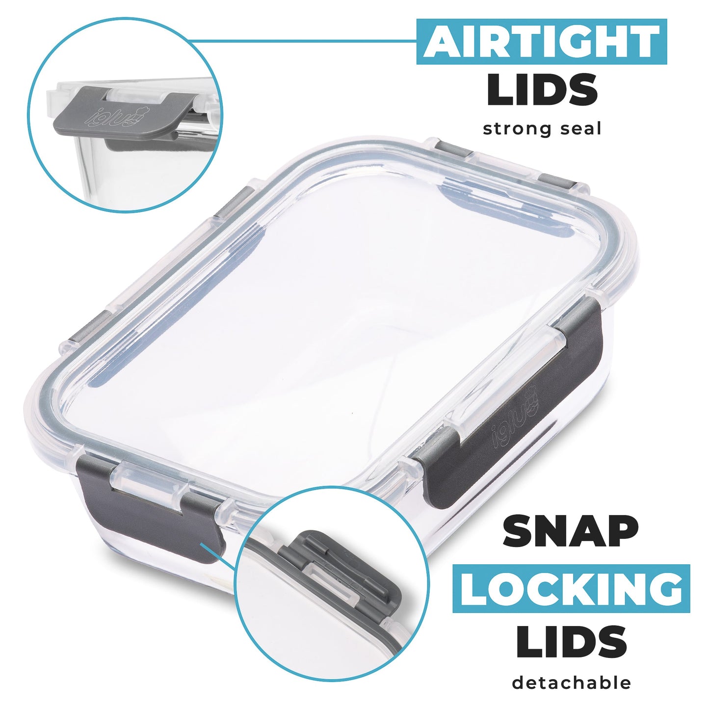 Rectangle Glass Food Storage Containers - 370ml - 5 PACK