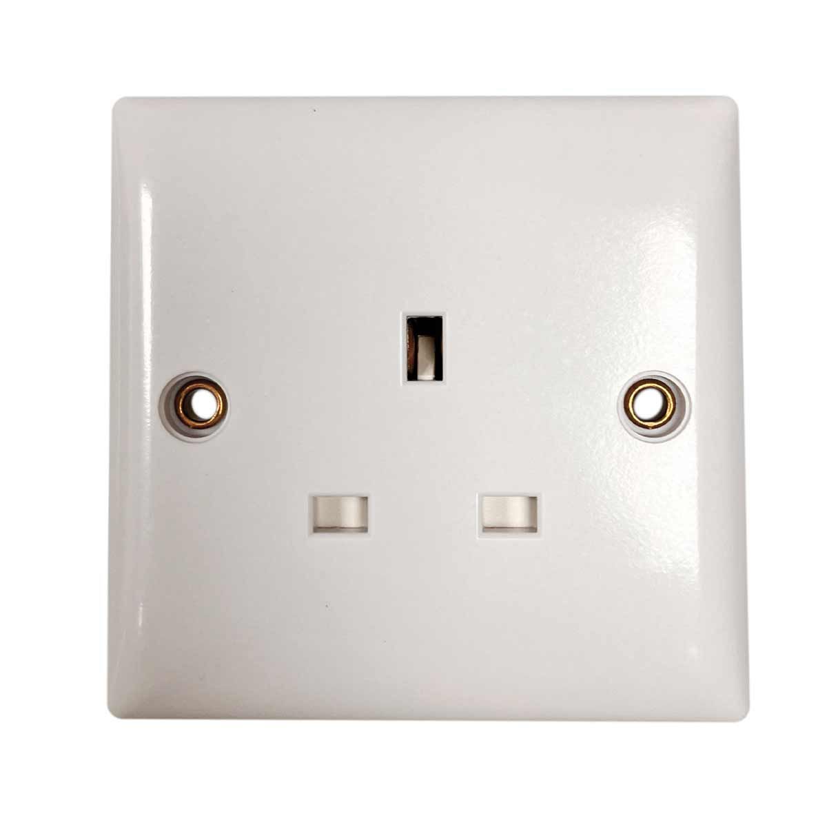 Convex Slim Single Socket in White (No Switch / 13A)