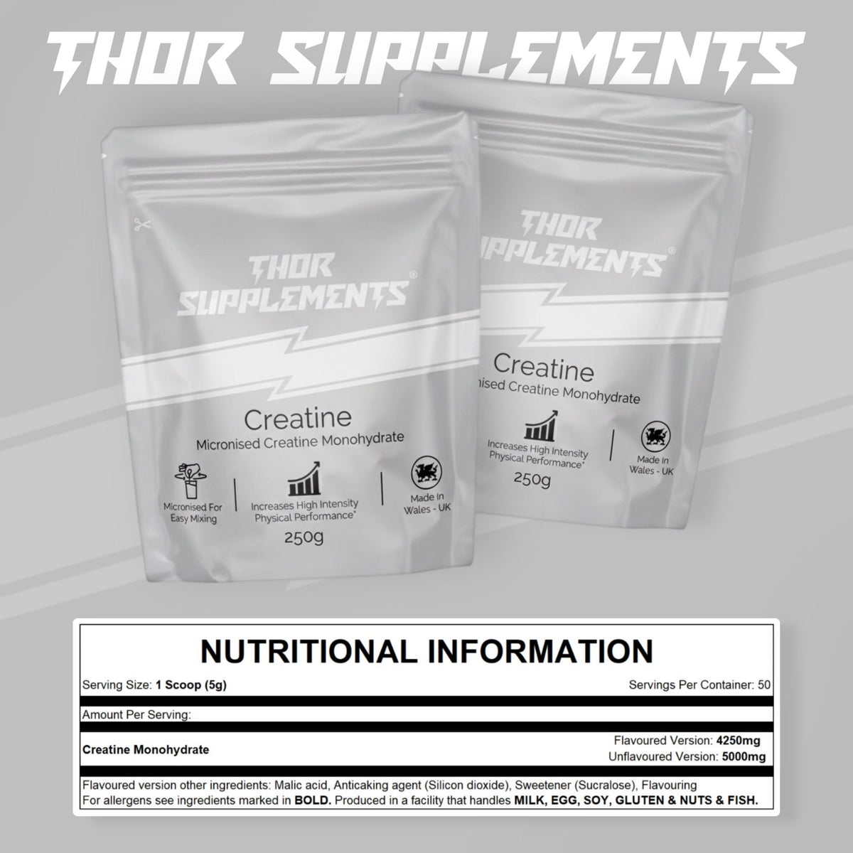 Creatine Monohydrate Powder | 250g | Multiple Flavours