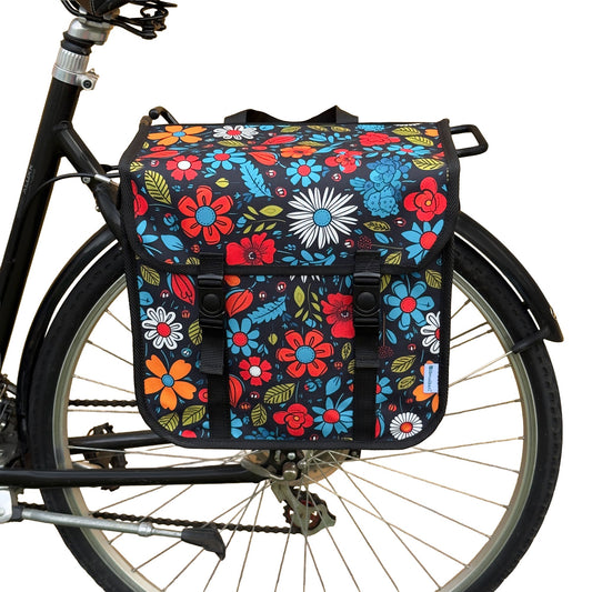 BikyBag Classic Single Pannier Bag for Bicycle Rear Carrier Rack (Floral Fiesta)
