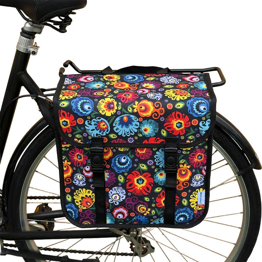 BikyBag Classic Single Pannier Bag for Bicycle Rear Carrier Rack (Folk Flowers)