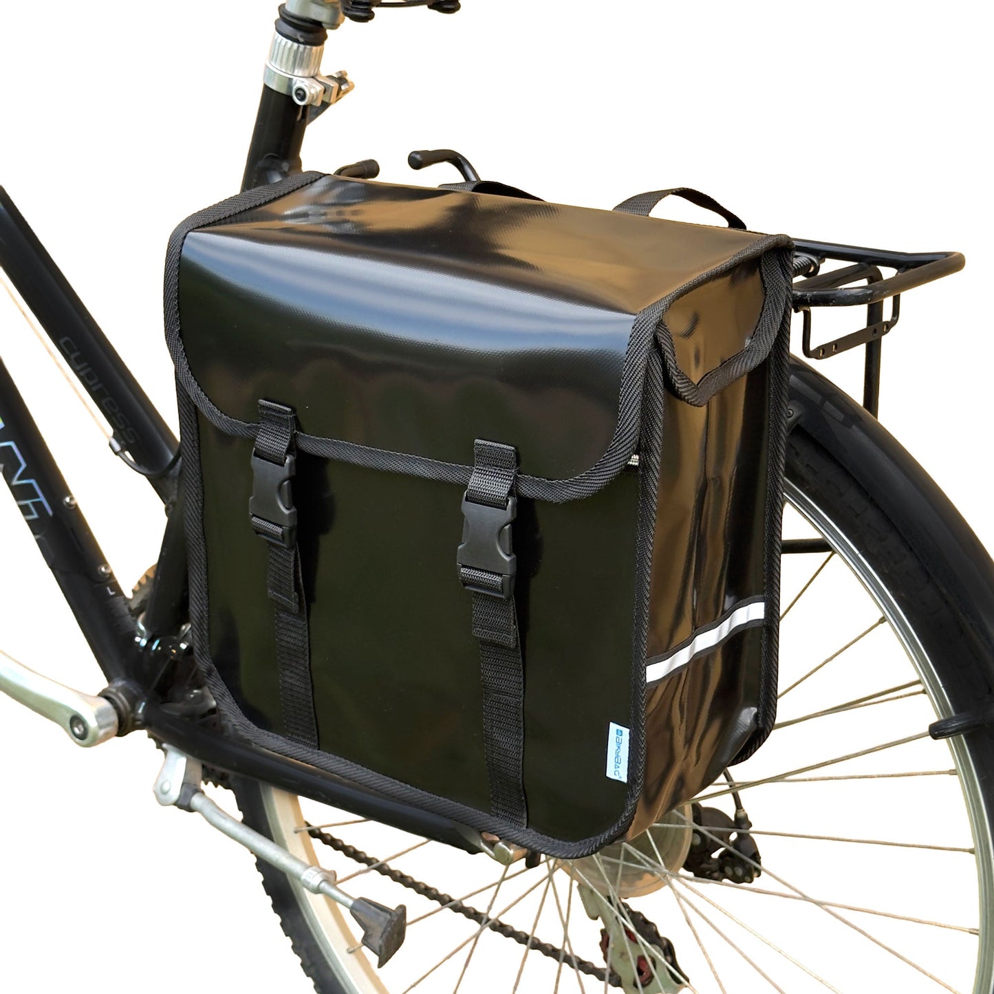 BikyBag Classic Single Pannier Bag for Bicycle Rear Carrier Rack (Black)