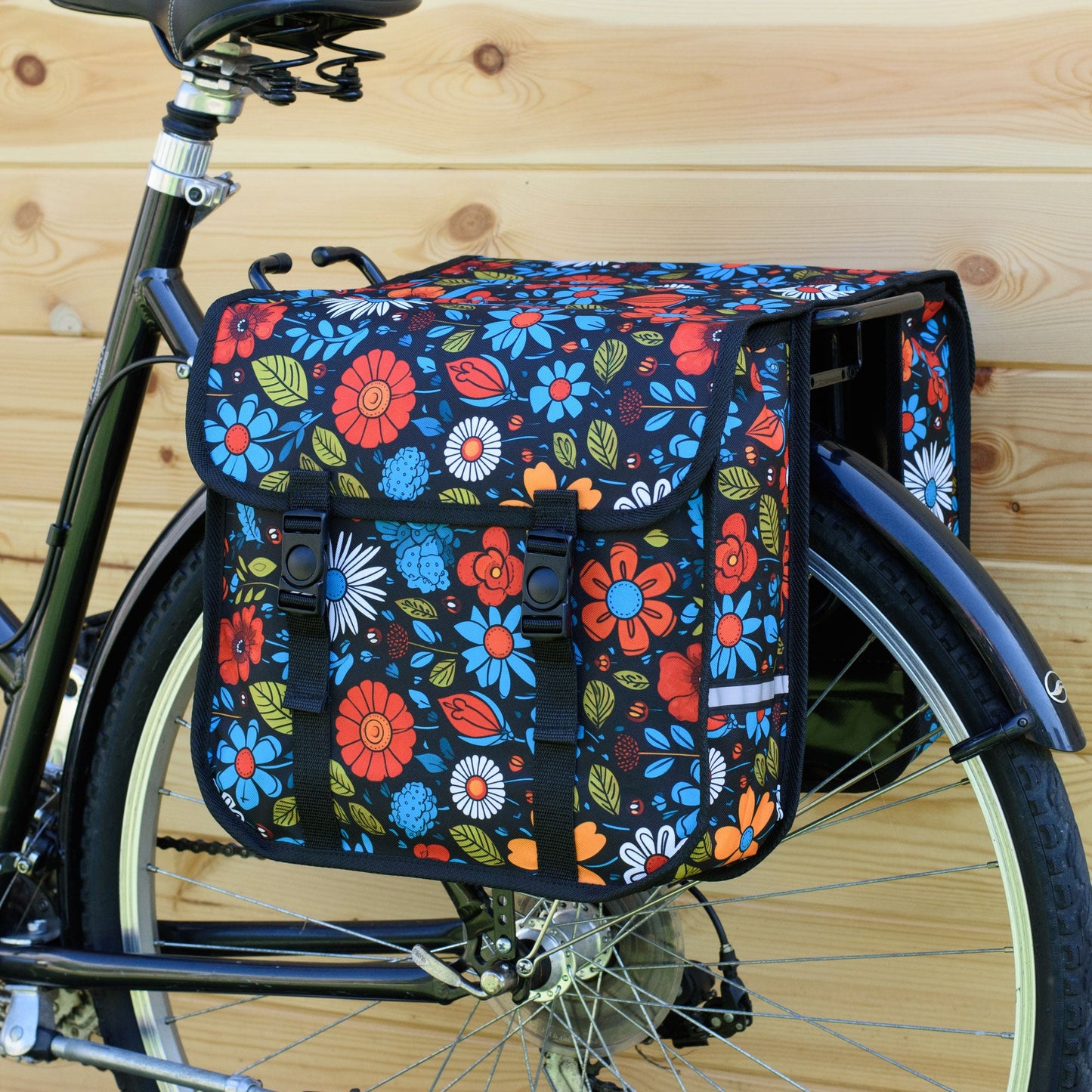 BikyBag Classic CE - Bicycle Double Pannier Bag (Floral Fiesta)