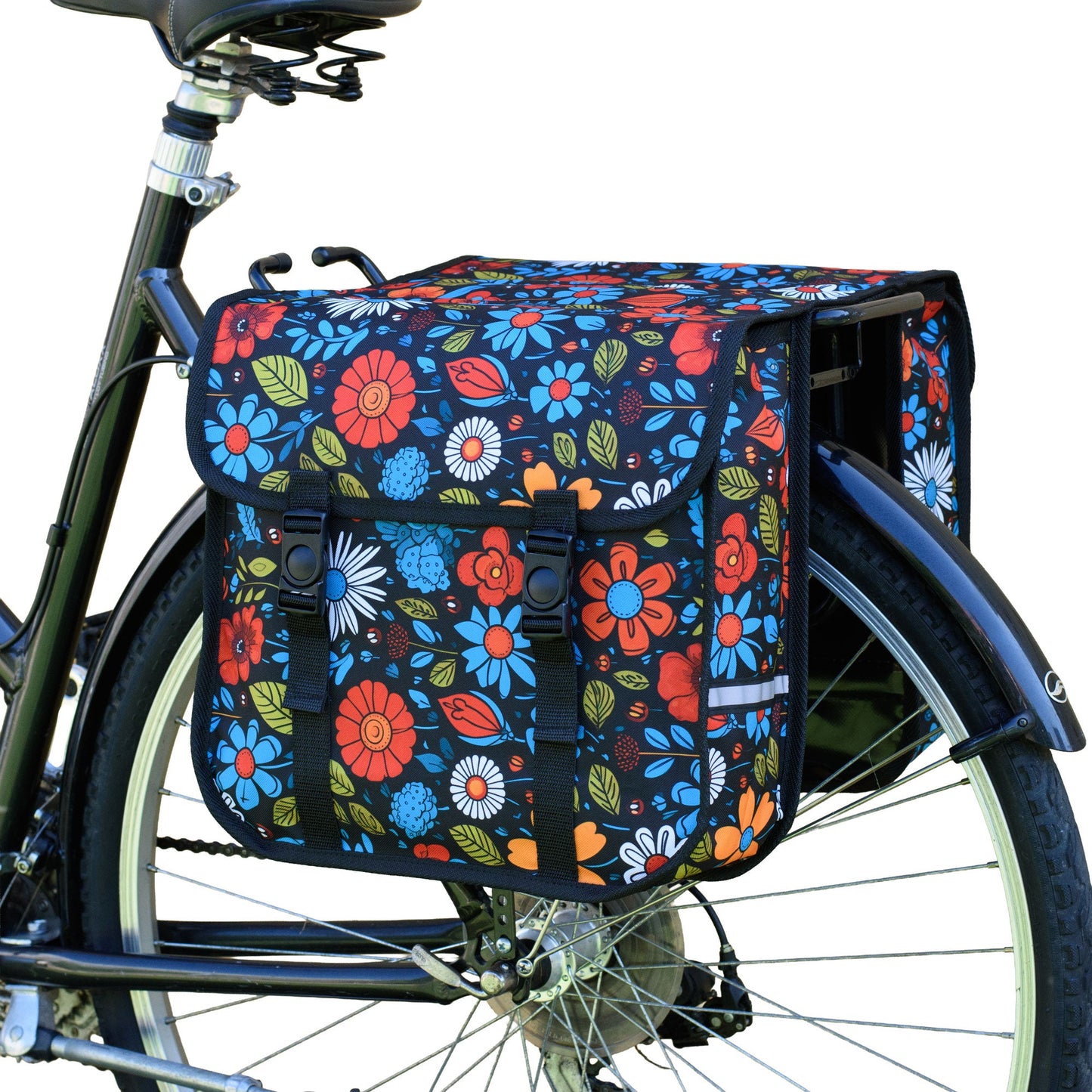 BikyBag Classic CE - Bicycle Double Pannier Bag (Floral Fiesta)