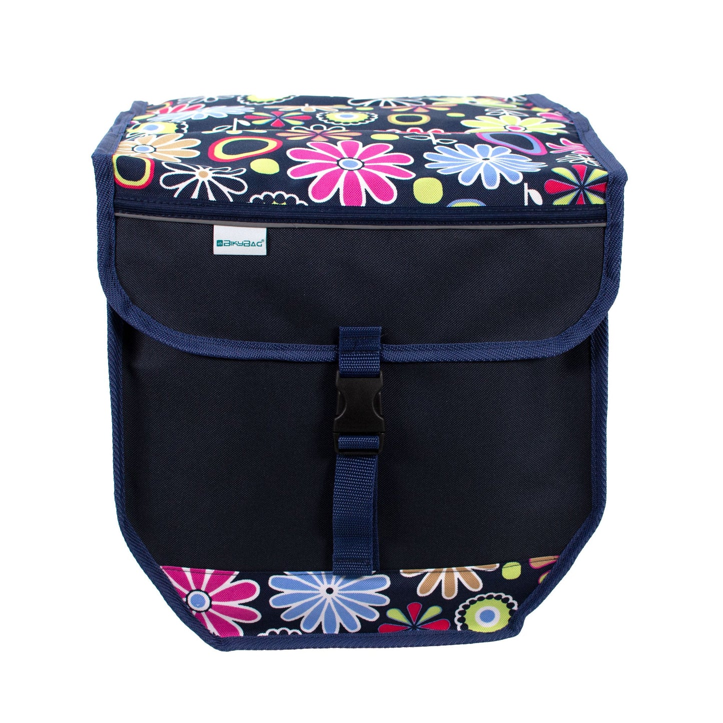 BikyBag Model T  - Bicycle Double Pannier Bag (Pink Daisy)