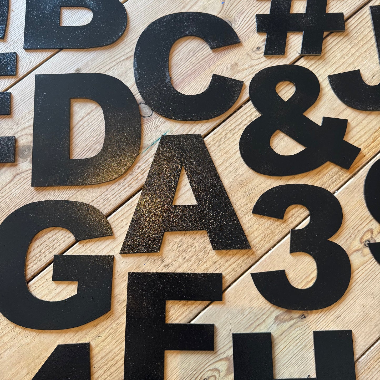 12" and 5" Black Fat Font Metal Letters.