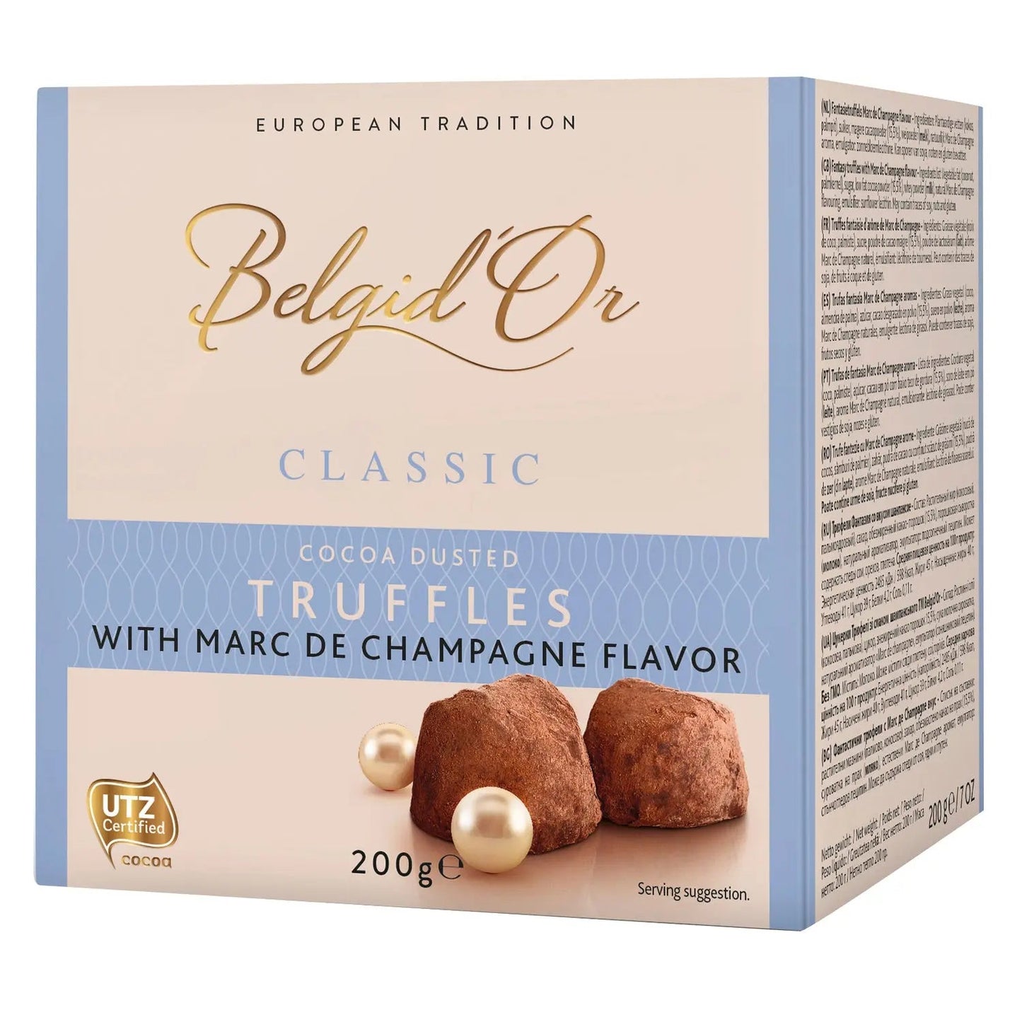 Belgian cocoa dusted truffles with Marc de Champagne flavour