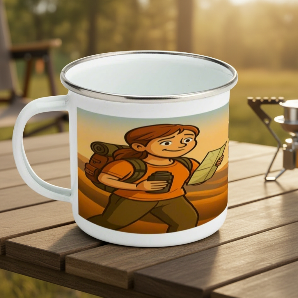 I’d Rather Be Lost With Coffee – 12oz Enamel Camping Mug